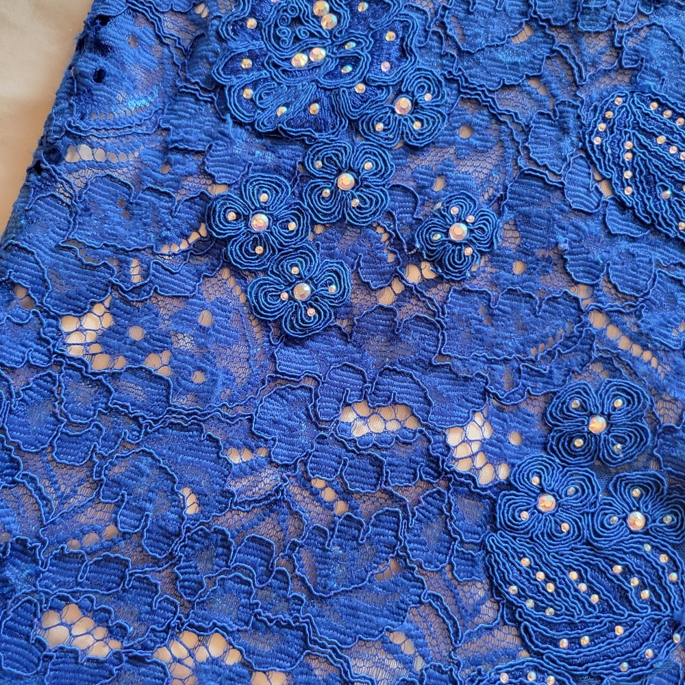 Anny Lee Blue Cocktail Formal Rhinestone Mesh Minidress Size XS - Picture 13 of 16